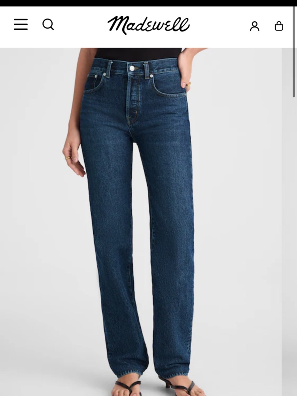 Madewell NWT the tall longline Straight-Leg Jeans button fly women's size 23T - Picture 2 of 15